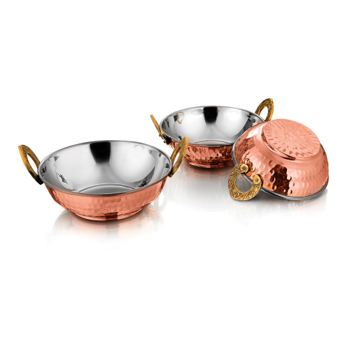 Serving Kadai Small With lid-Copper